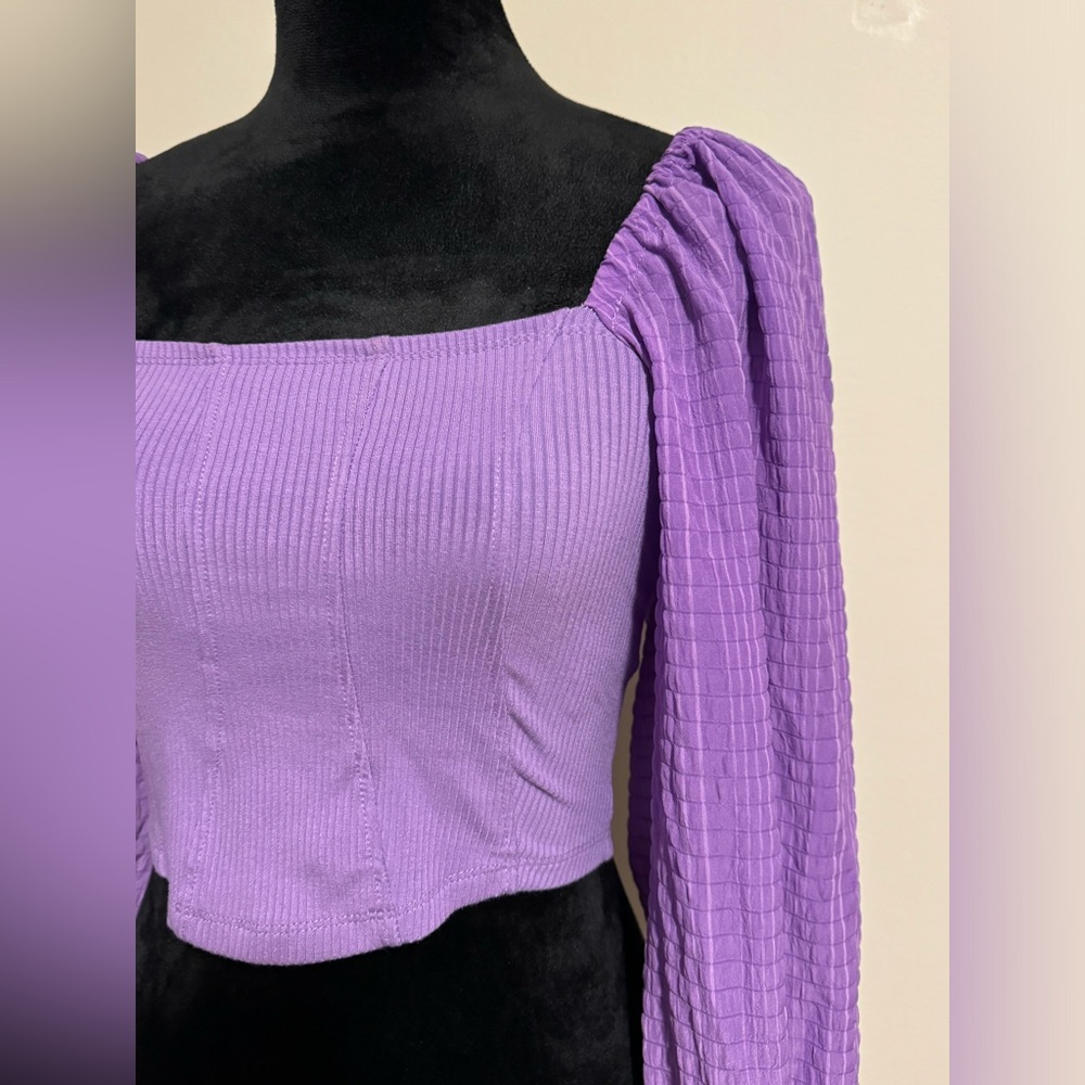 EUC Urban Outfitters Purple Puff Sleeve Corset Blouse size small - Picture 3 of 5